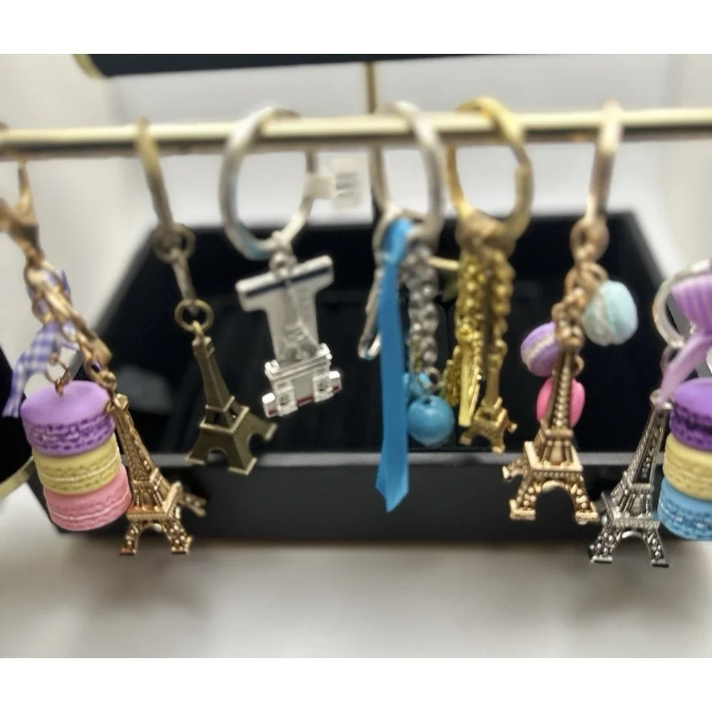 Paris Eiffel Tower Lot of‎ 7 Keychain / Purse Charm Macaron Charm France Travel